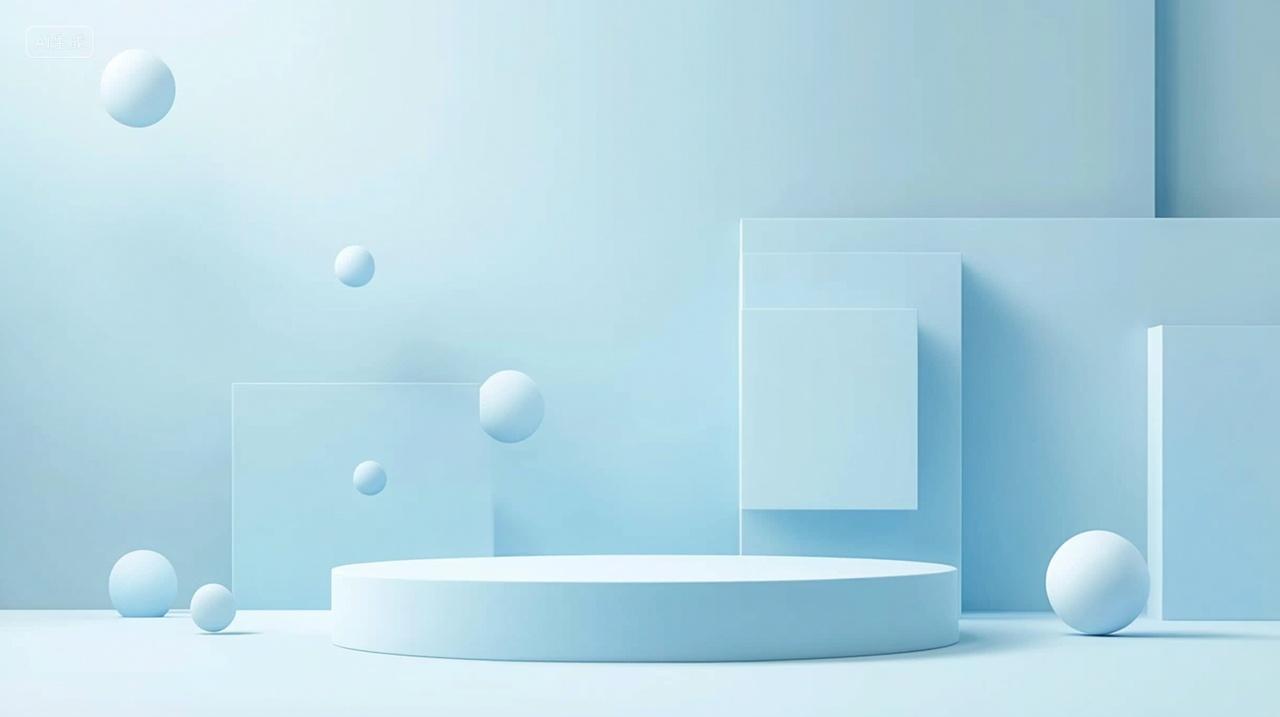 小清新蓝色圆柱电商展台促销背景