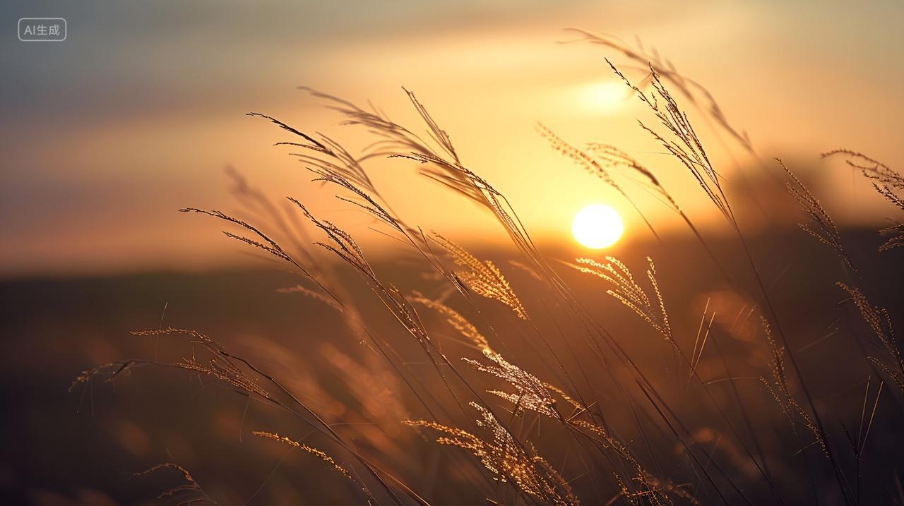 草尖上的阳光夕阳芦苇秋天黄昏晚霞日落壁纸