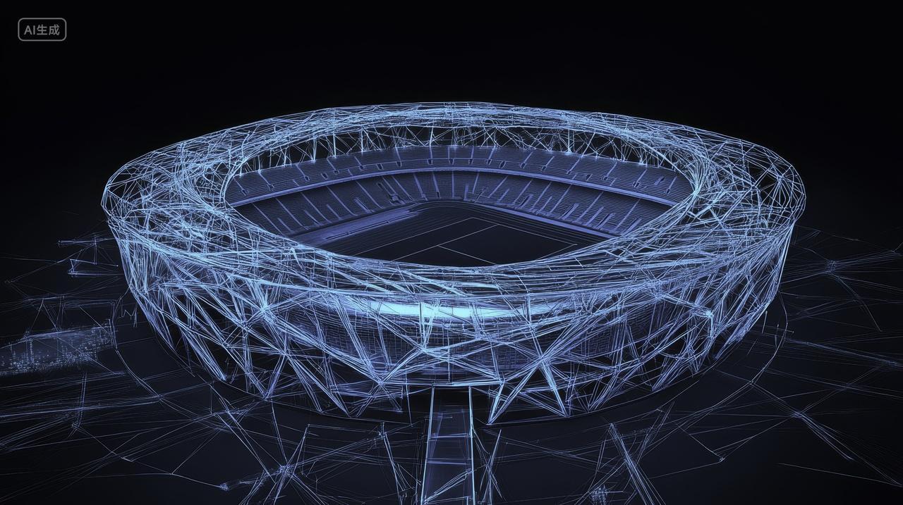 数字化线框体育场俯视图设计