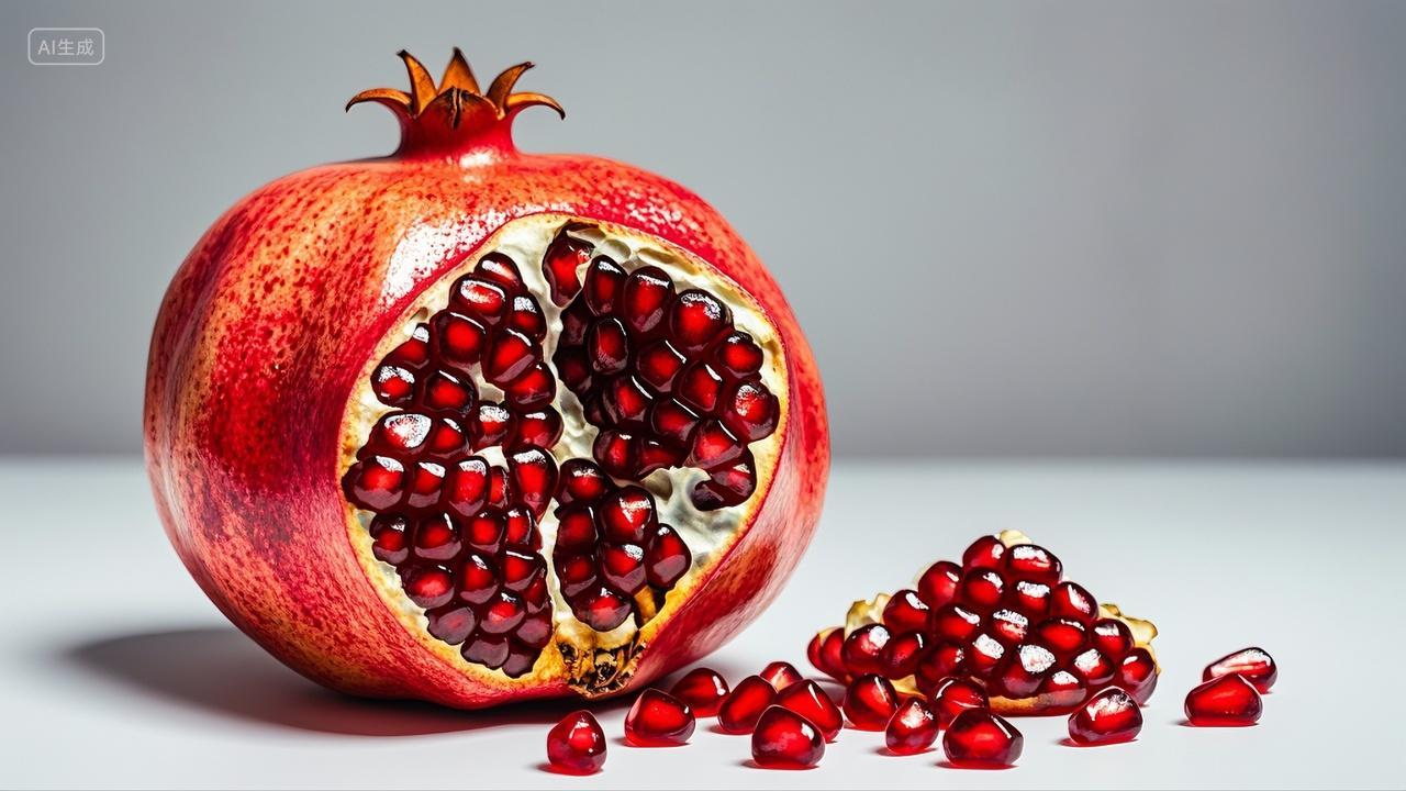 新鲜水果石榴籽白底背景