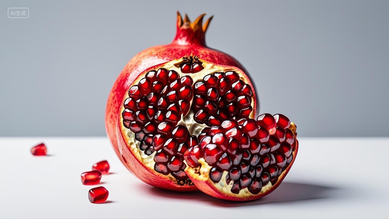 新鲜水果石榴籽白底背景