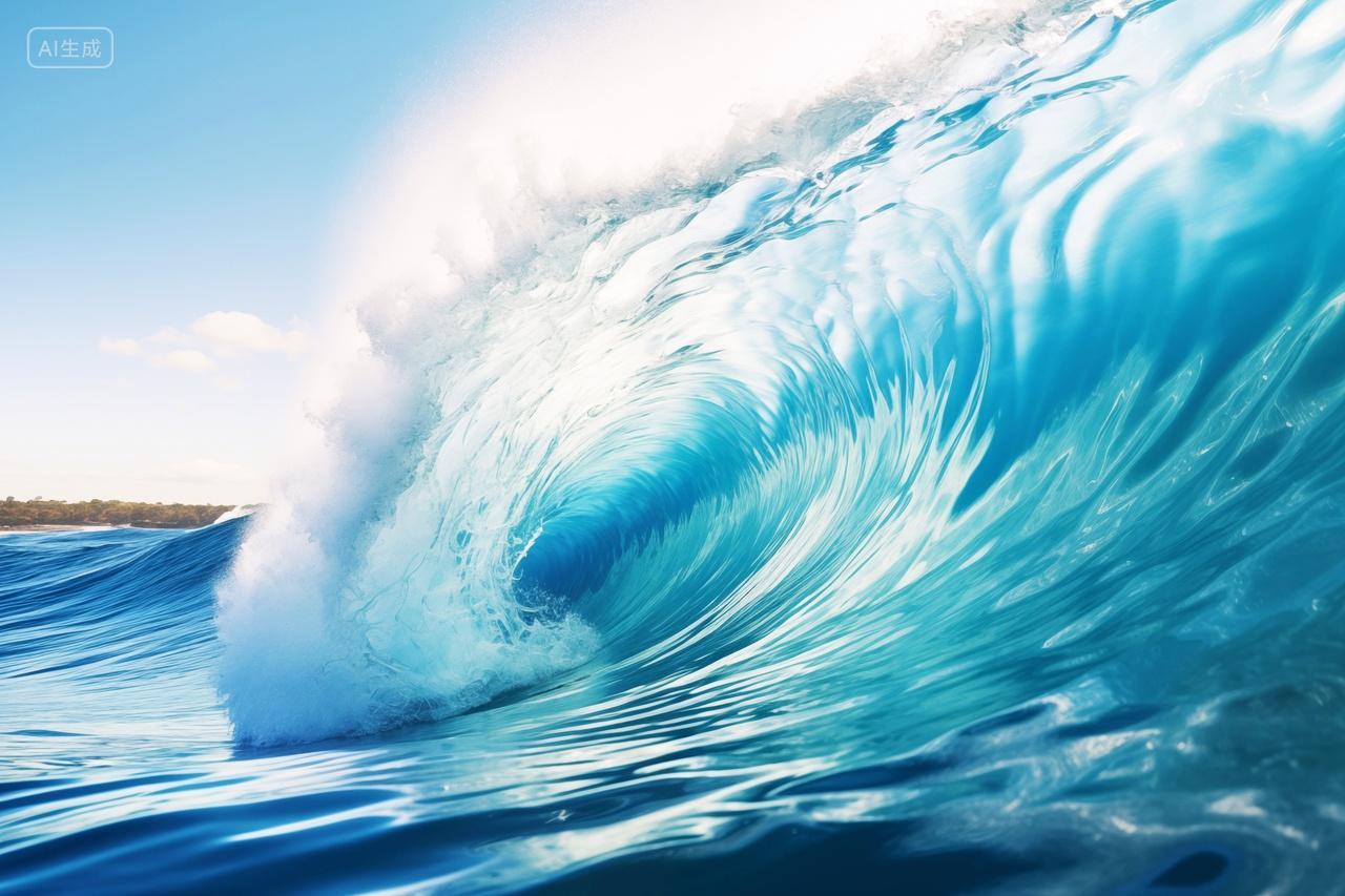 海洋巨浪海浪翻滚浪花波涛汹涌特写镜头