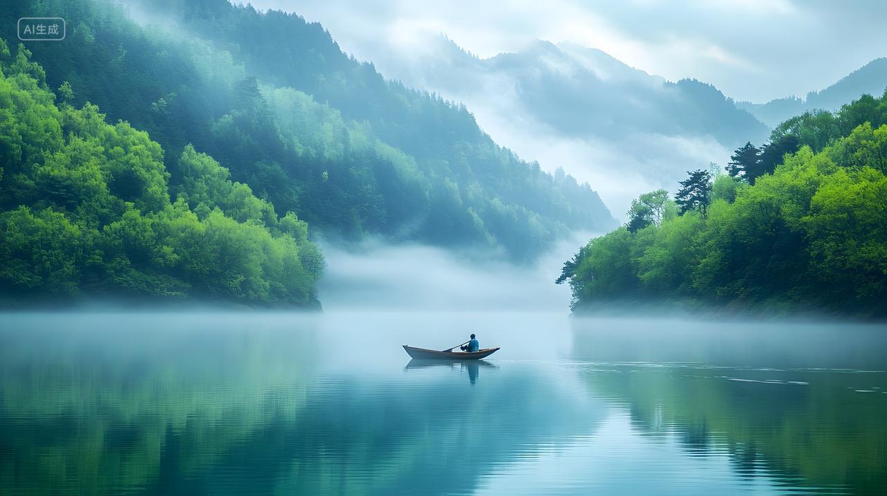 宁静湖面山水风光壁纸