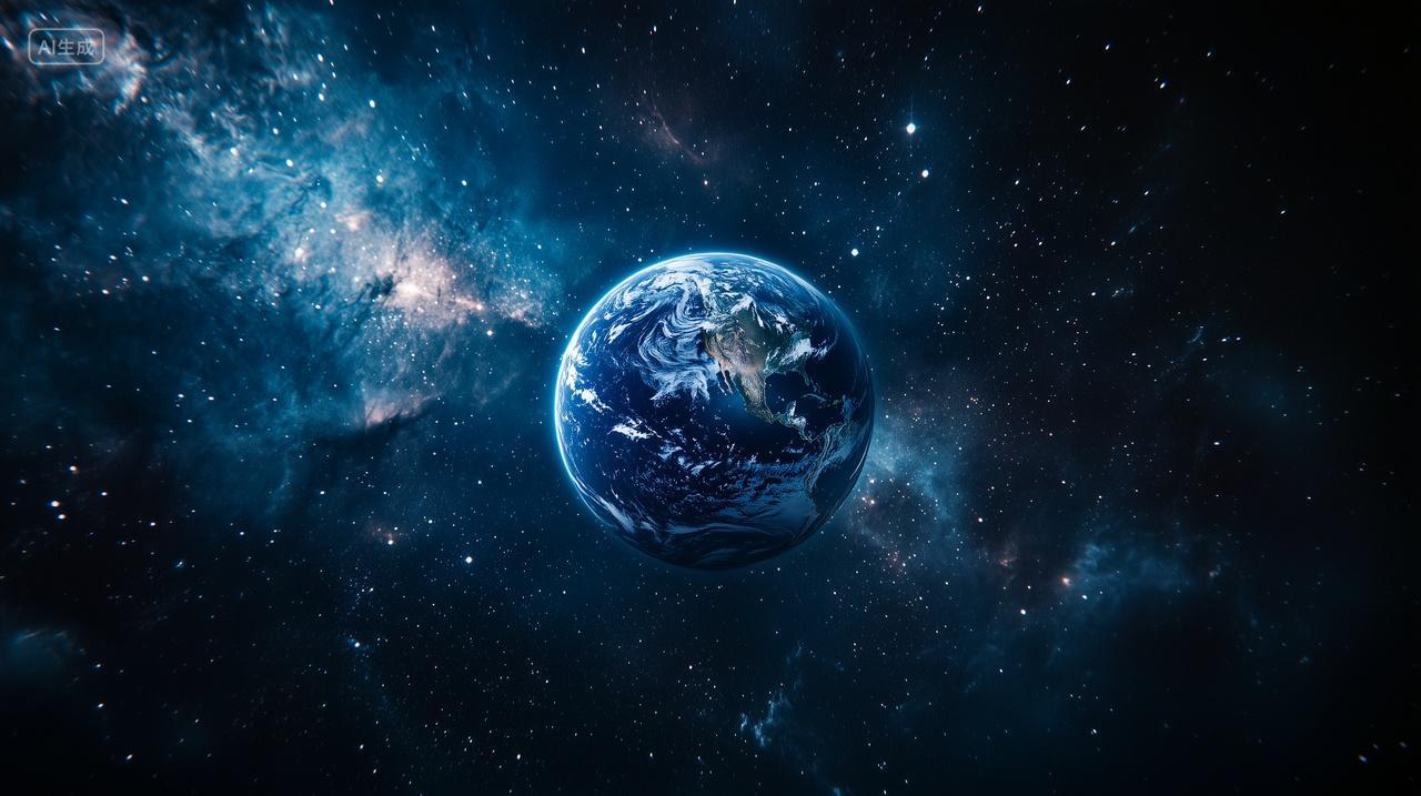 星空蓝色地球表面科技地球背景
