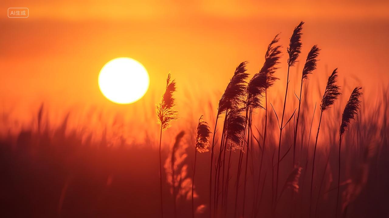 夕阳芦苇秋景壁纸