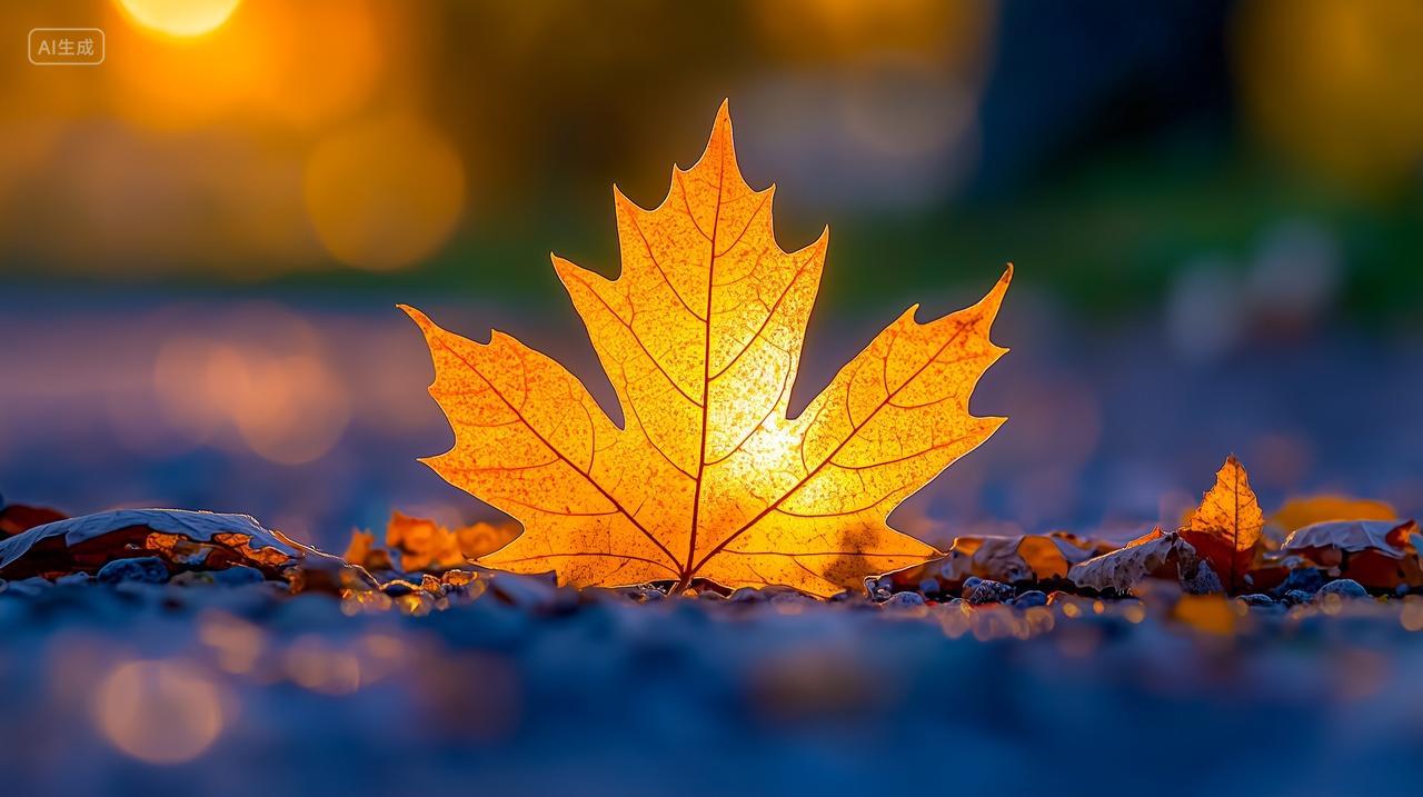 地面上的一片叶子秋天来了电脑壁纸