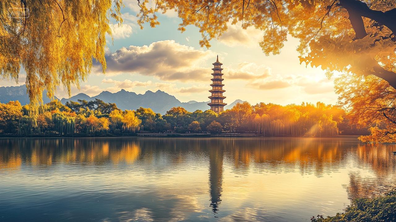 北京大学未名湖秋季风景唯美电脑壁纸