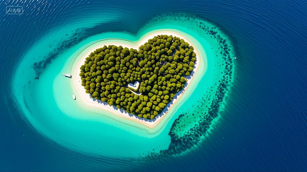 爱心岛心形岛屿浪漫爱情