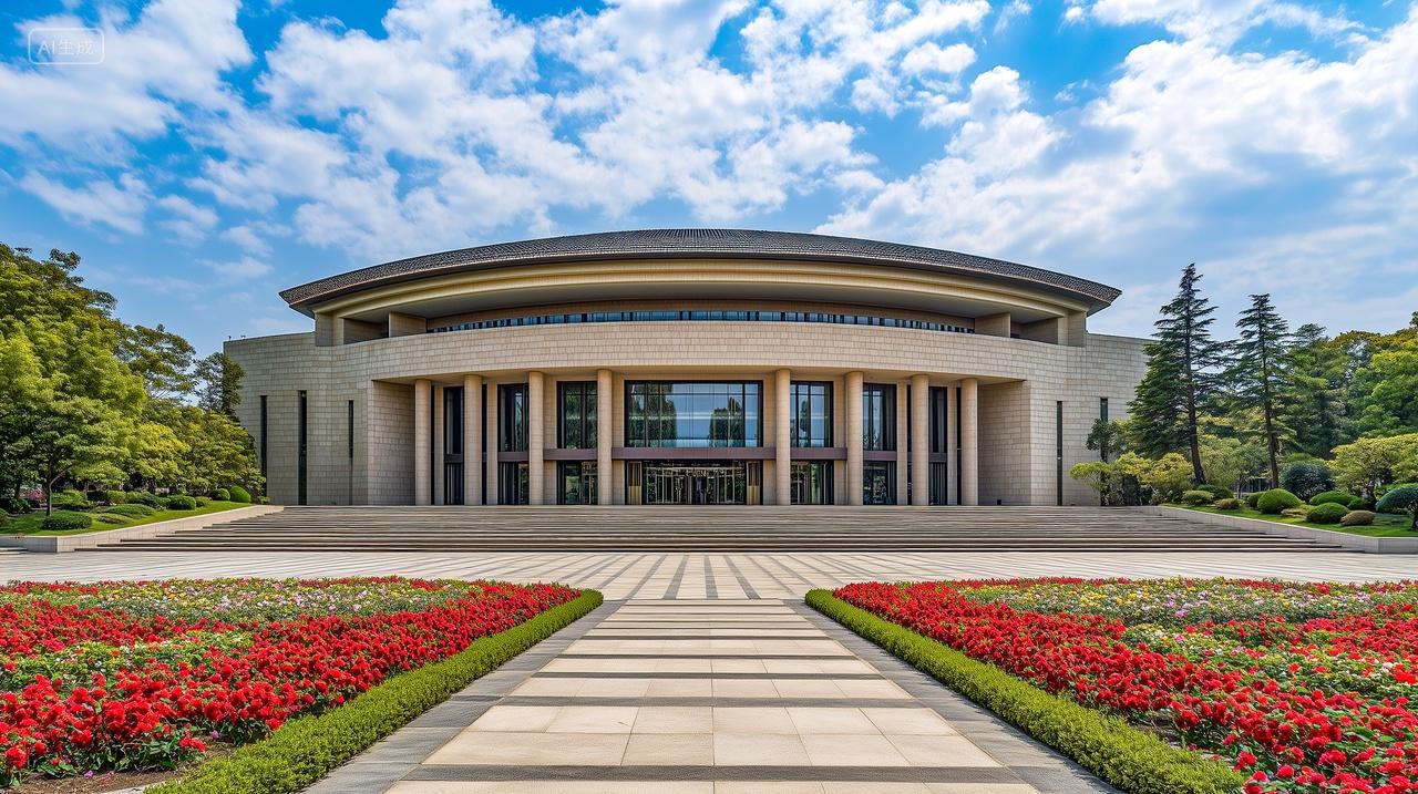 蓝天白云嘉兴南湖革命纪念馆