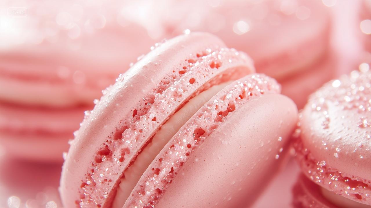 粉色马卡龙饼干烘焙食物