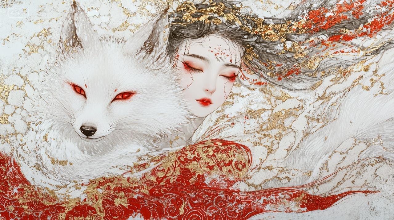 狐族少女中国风插画