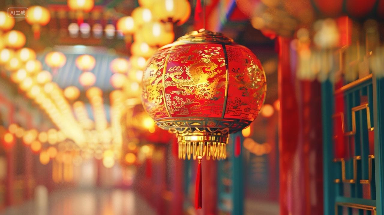 中秋节美丽鲜艳灯笼漂亮喜庆温馨传统素材插画