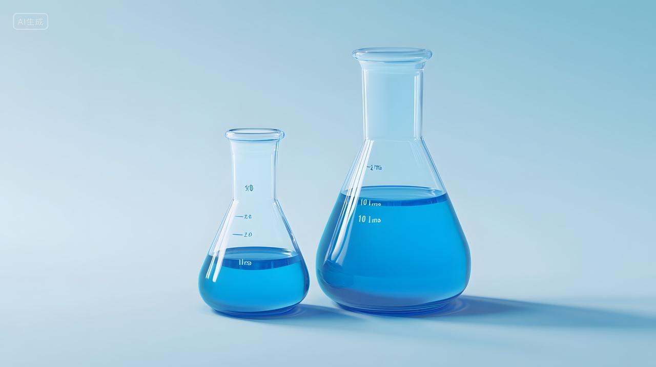 实验室锥形瓶蓝色液体化学实验壁纸