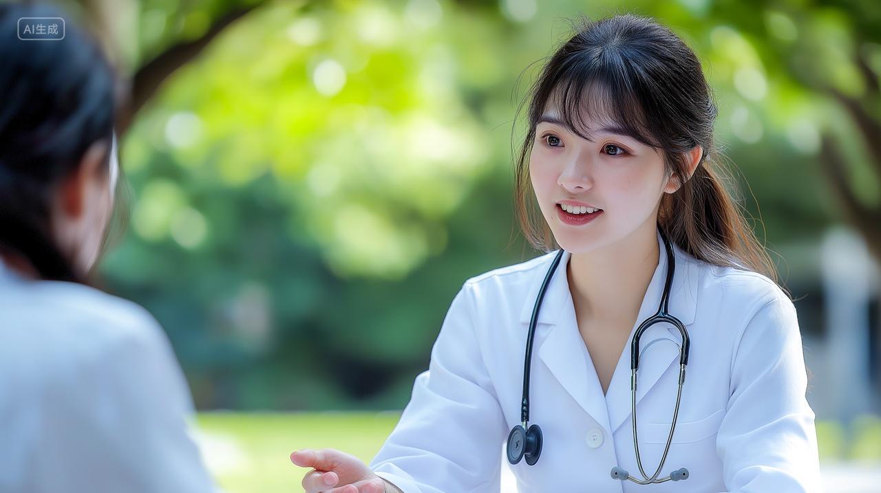 一位年轻女医生跟女患者面对面沟通交流