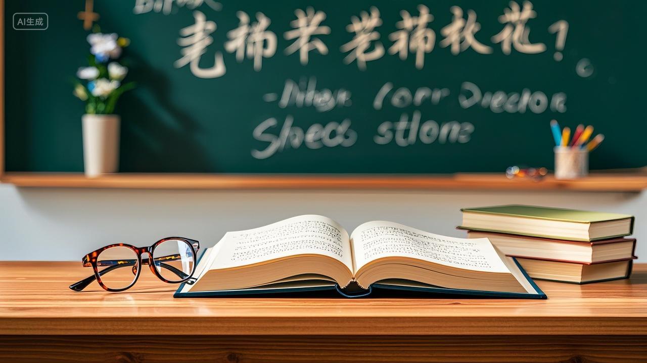 课桌上的书本和眼镜开学季教师节