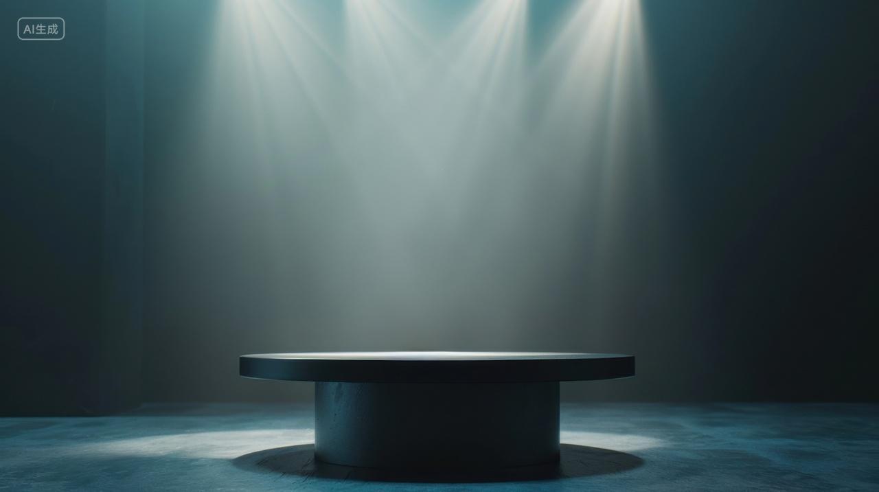 光线照射在极简空间中的简约产品展示展台