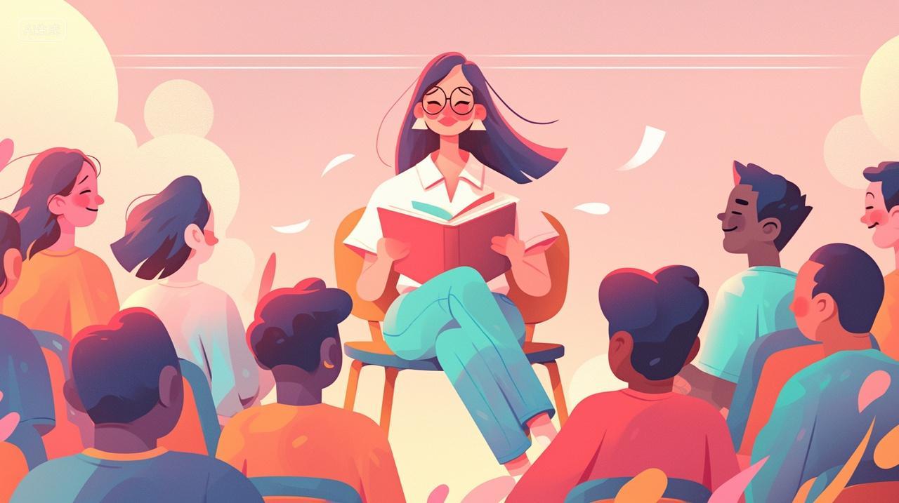 开学季教师节学生围绕老师开心快乐温馨浪漫素材插画