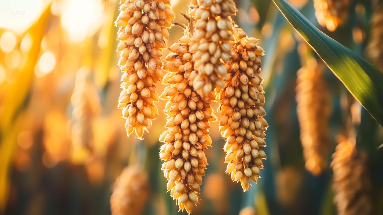 阳光照射在高粱地红高粱上