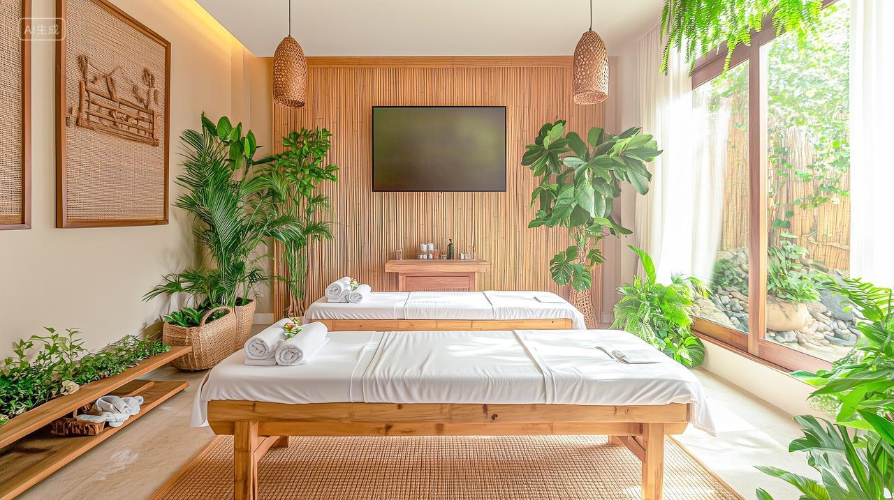 原木风美容院美容床护肤美容环境