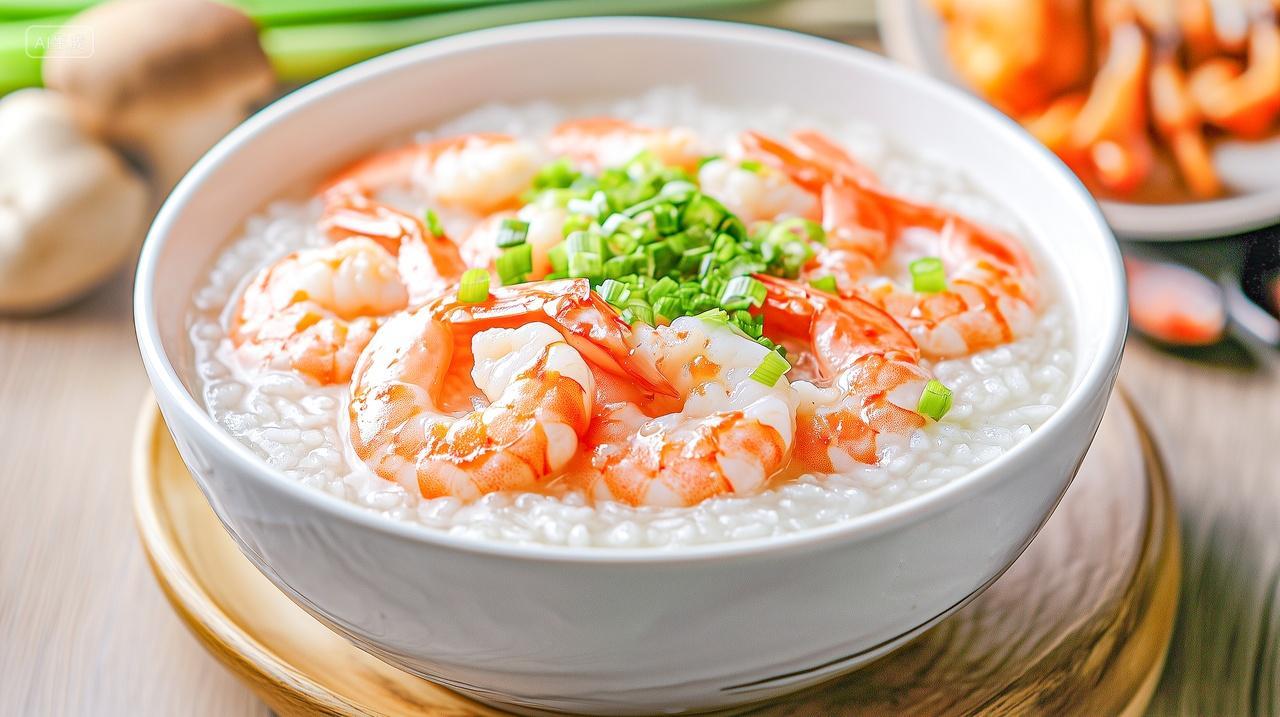 基围虾海鲜粥营养餐美食
