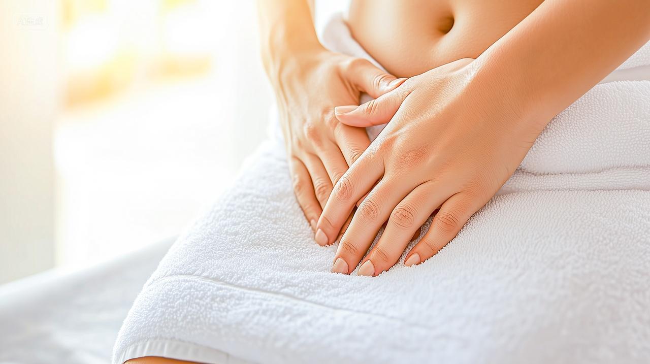 手放在腹部产后修复美容护肤