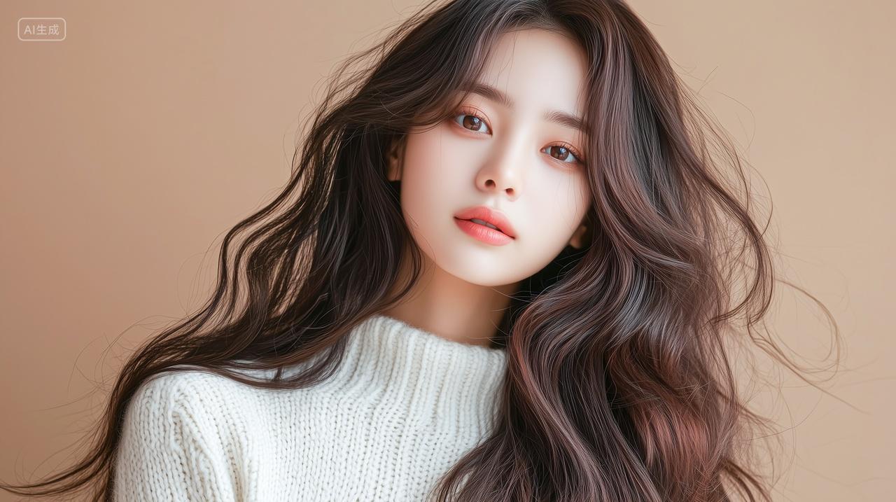 年轻长发美女小清新美容美发宣传