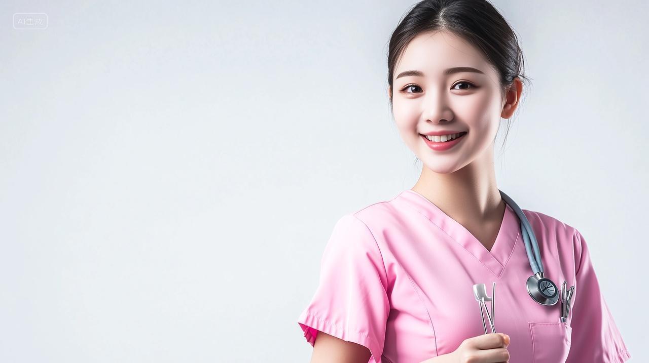 身穿粉色衣服的女护士医护人员护士节