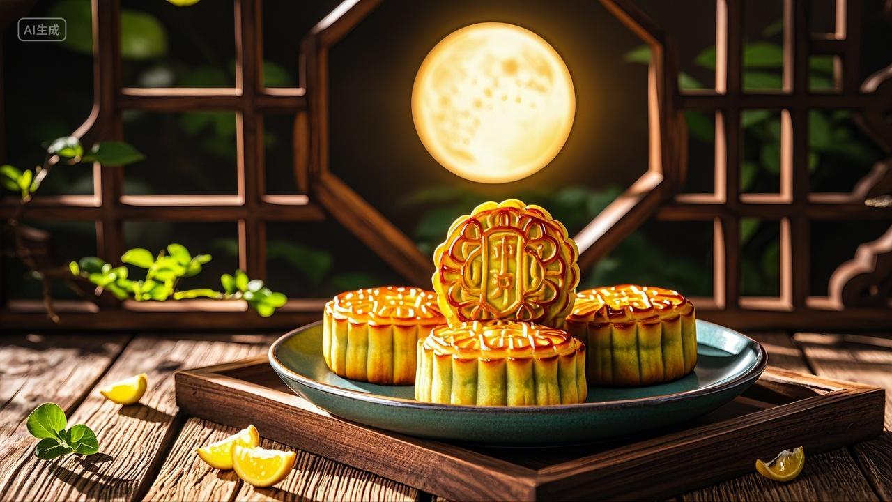 月色下的中秋月饼八月十五中秋节