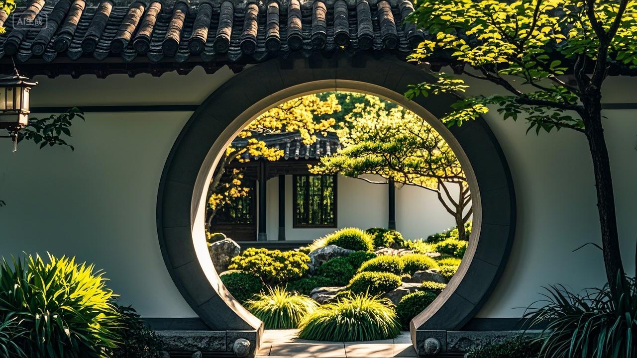 传统园林拱门中式园林建筑观光景点
