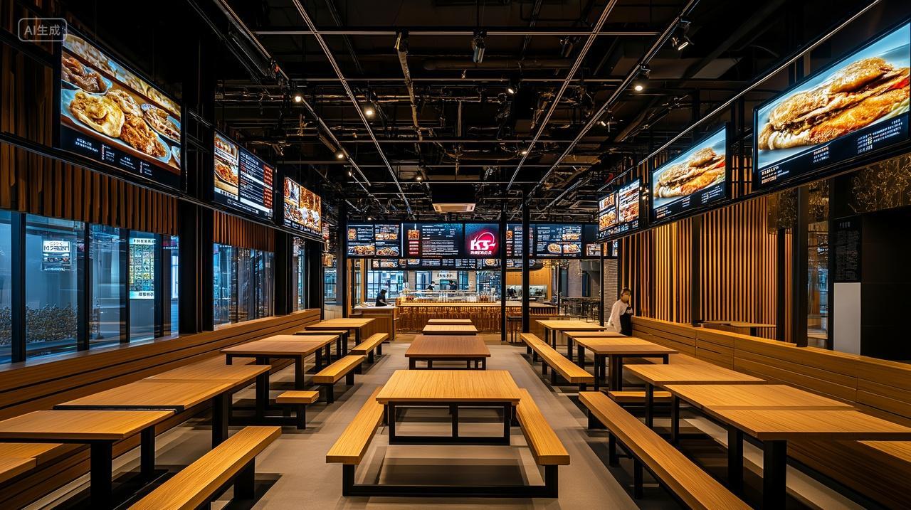 高大尚快餐店桌椅企业员工餐厅环境