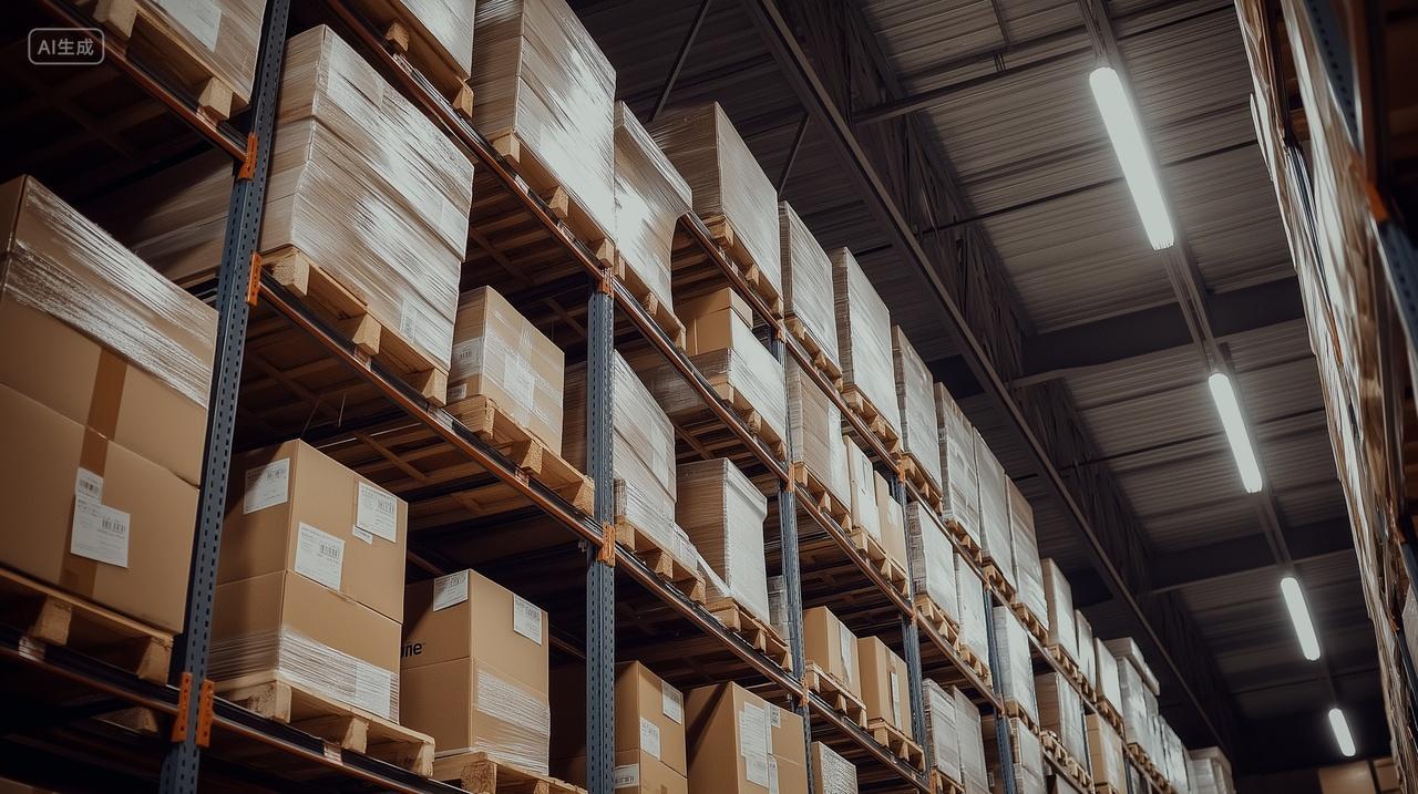 仓库货架上的包裹物流包裹