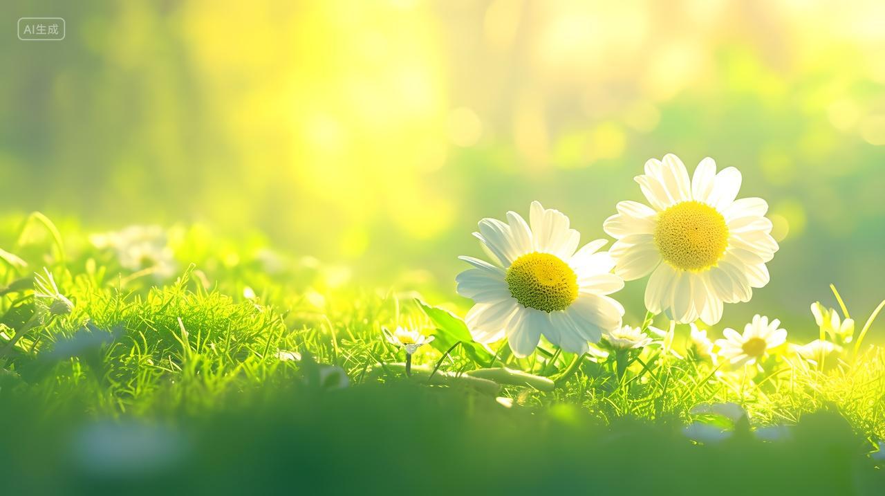 晨光中的雏菊花卉自然风景