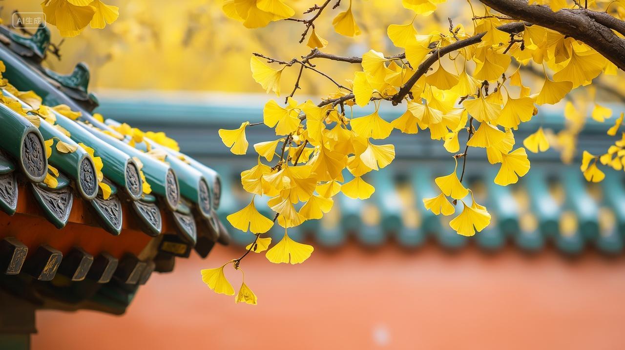 唯美秋天北京故宫古建筑银杏树立秋电脑壁纸