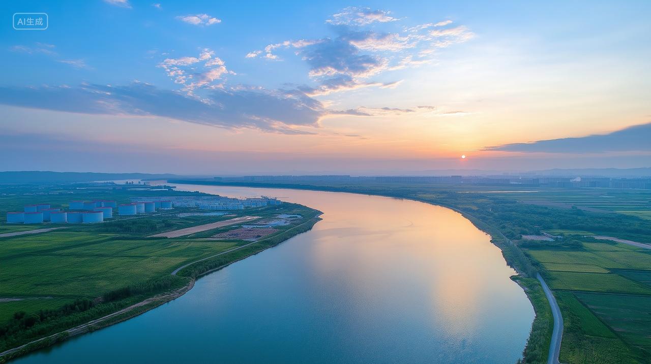 唯美天空化工厂湖泊自然风景电脑壁纸