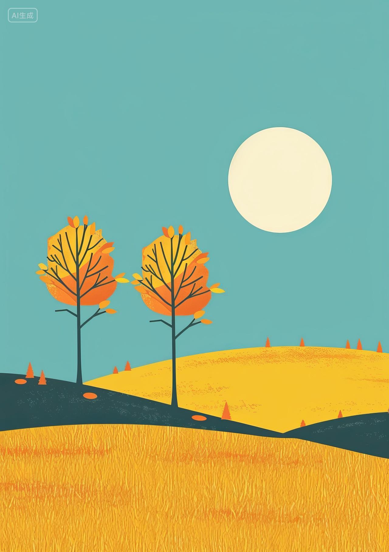 秋日暖阳下的金色田野