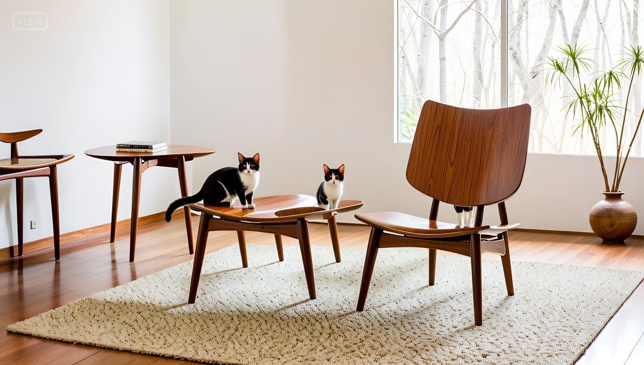 现代客厅设计小猫咪休闲生活