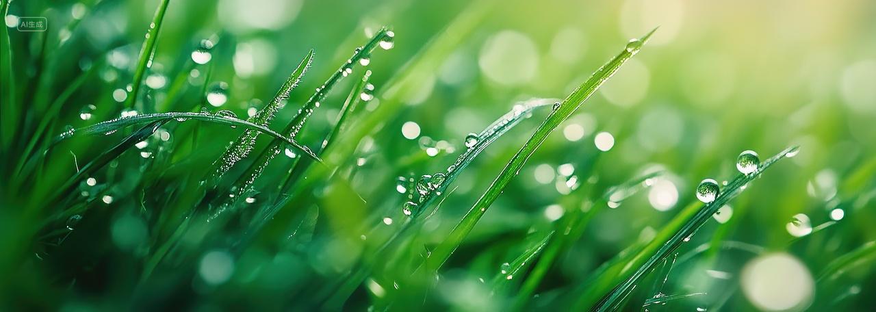 寒露背景草地上布满了晶莹剔透的露珠二十四节气