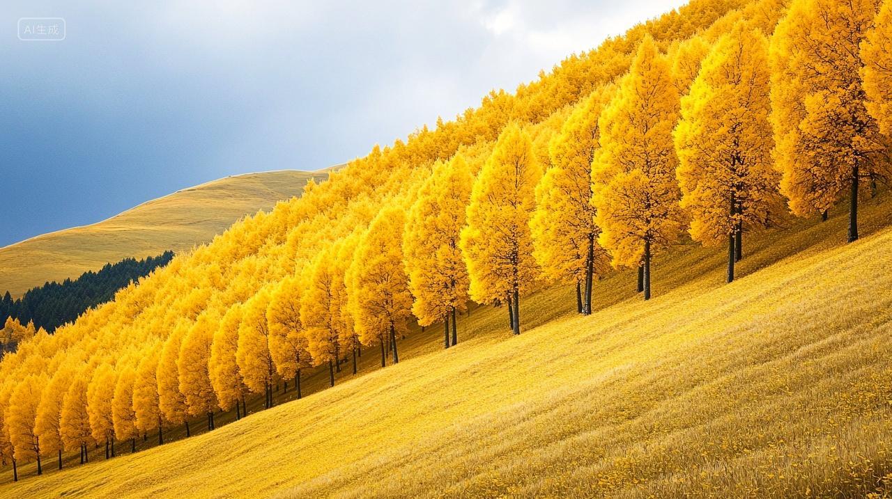 郊外秋日银杏林自然背景