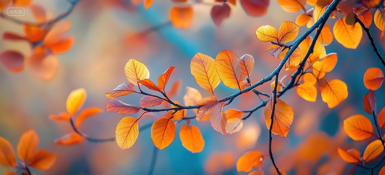 唯美红树叶二十四节气背景