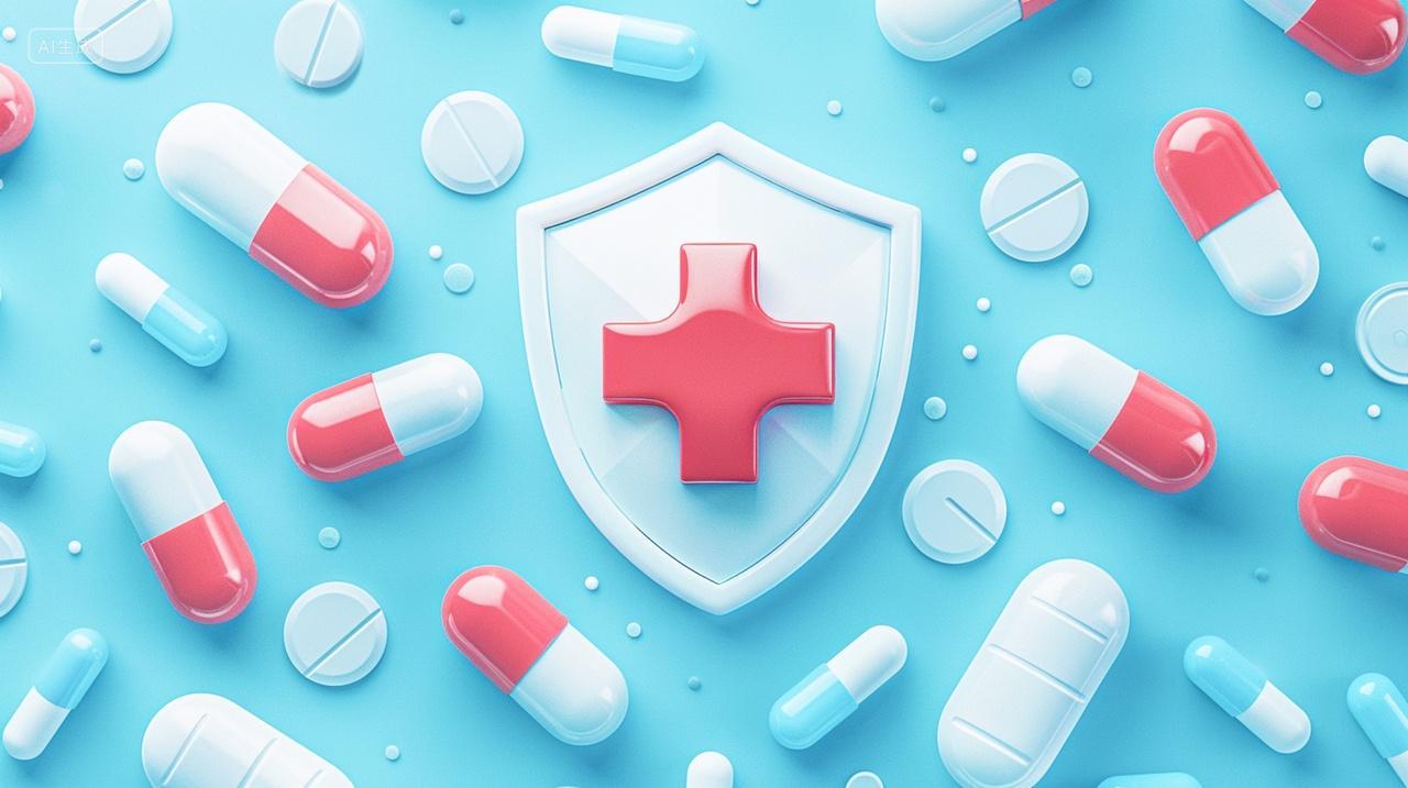 抗病毒杀菌盾牌防御胶囊药丸医疗背景
