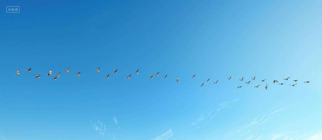 一群白鹭从蓝天飞过二十四节气背景