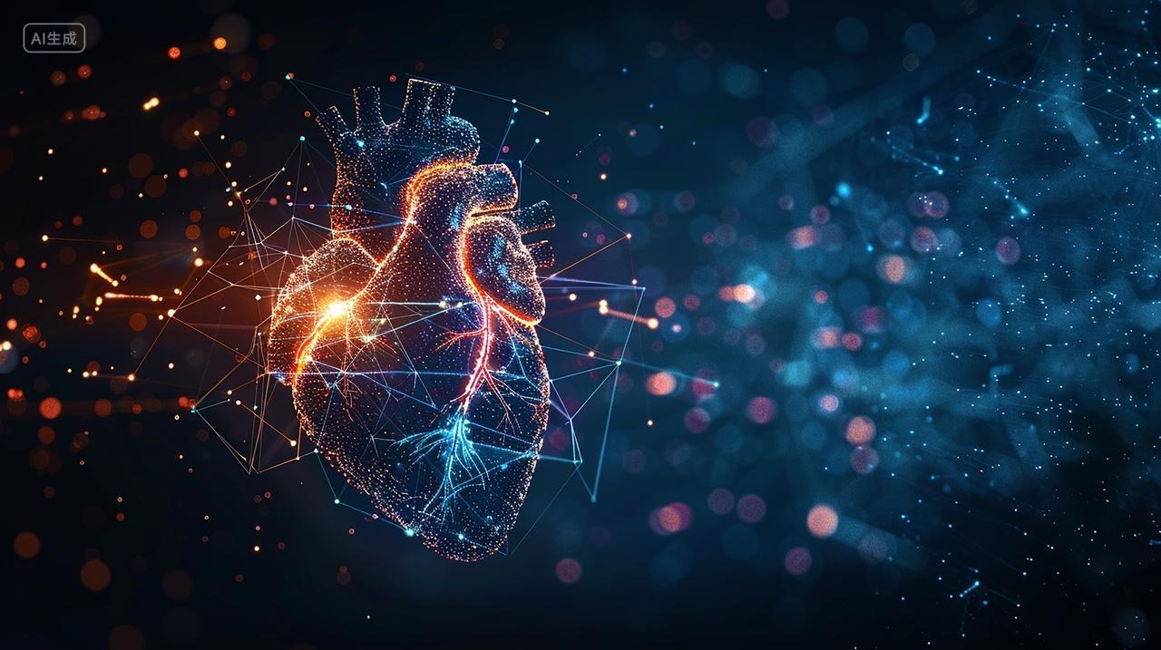 3D全息粒子汇聚心脏医疗科技背景