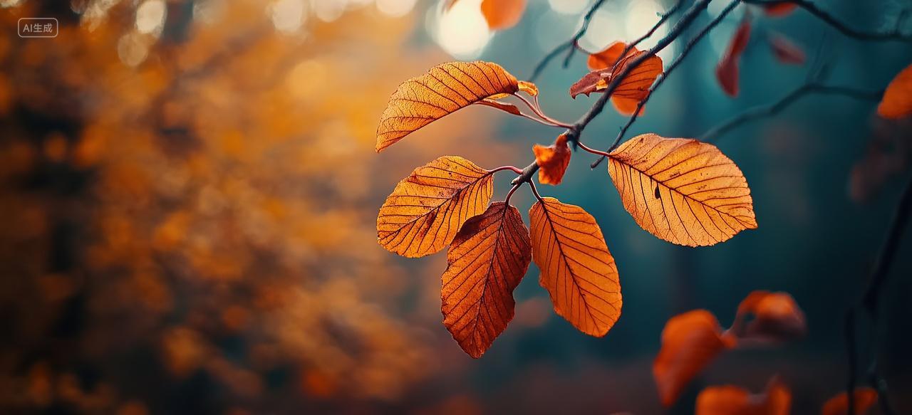 唯美红树叶二十四节气背景