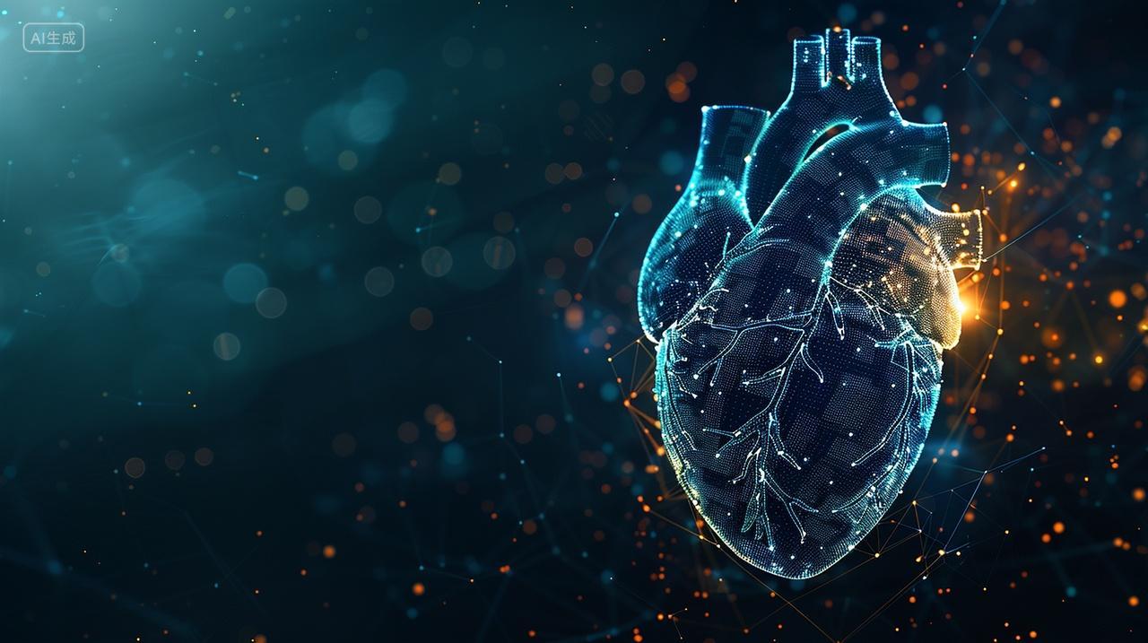 3D全息粒子汇聚心脏人体器官医疗科技背景