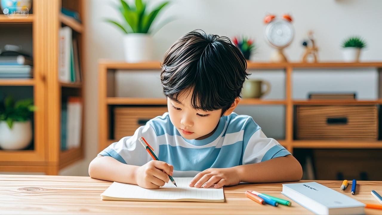 教室里小朋友写字学习知识教育文化