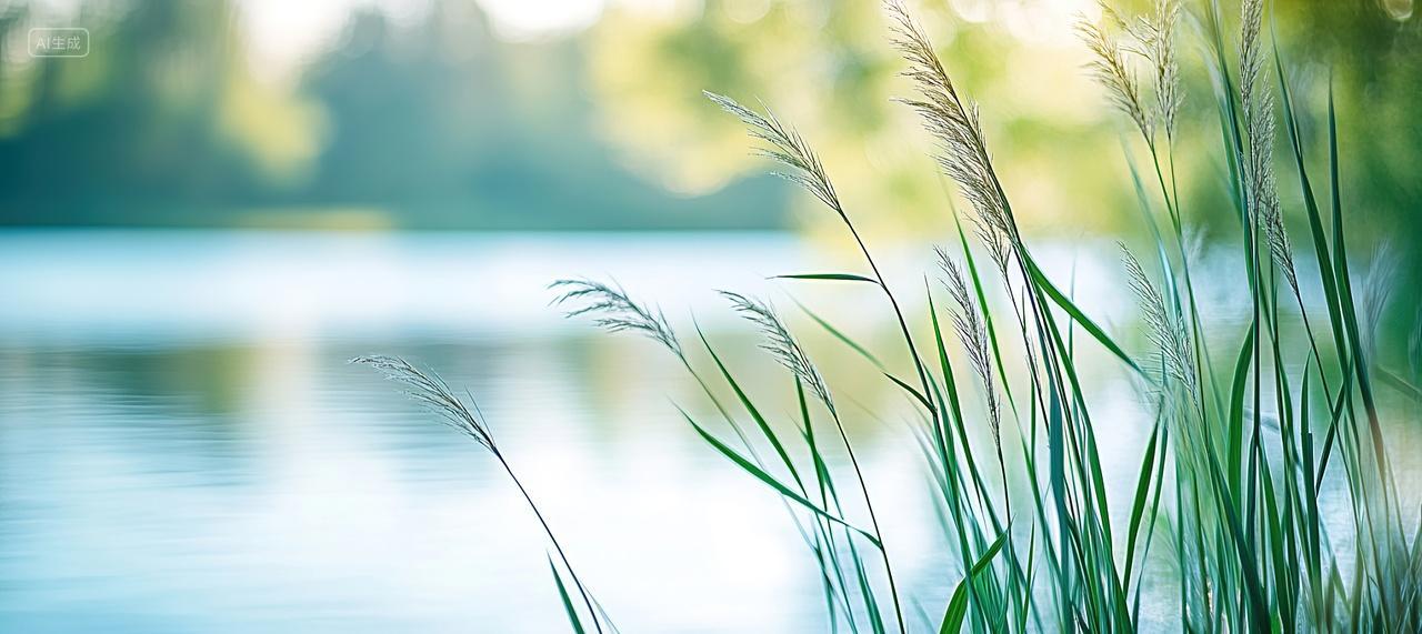 寒露背景湖边芦苇唯美背景二十四节气