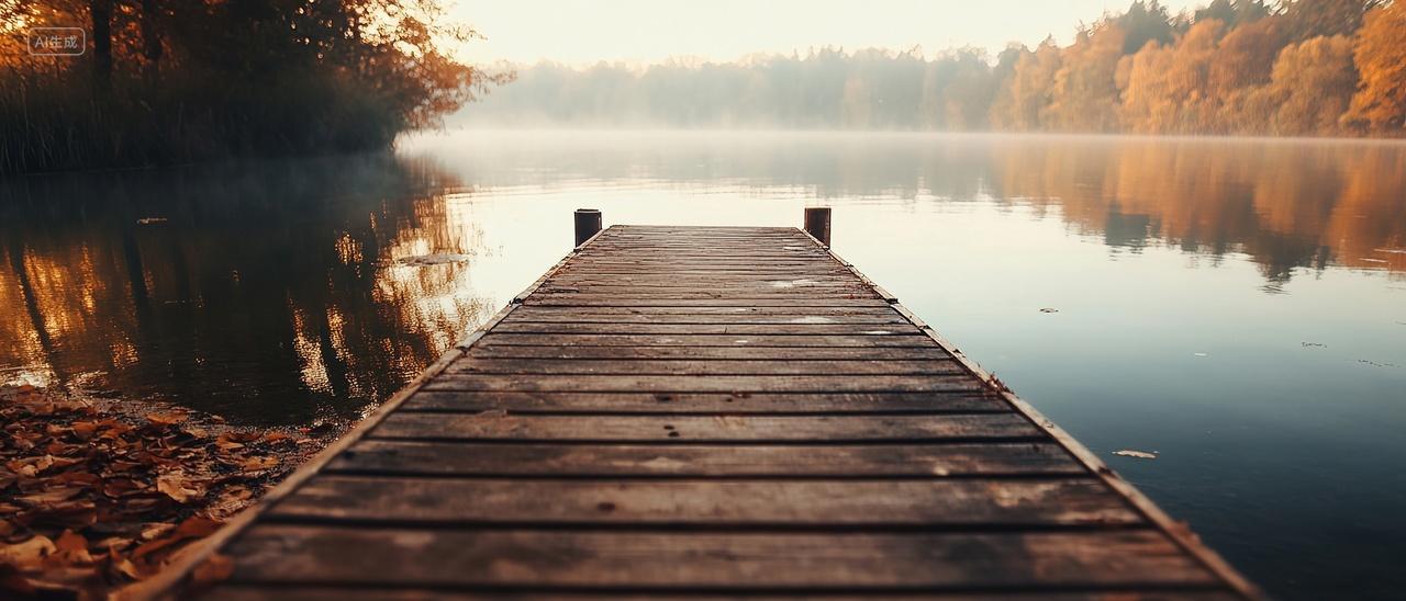秋天秋分风景壁纸湖上一座木板桥秋天二十四节气