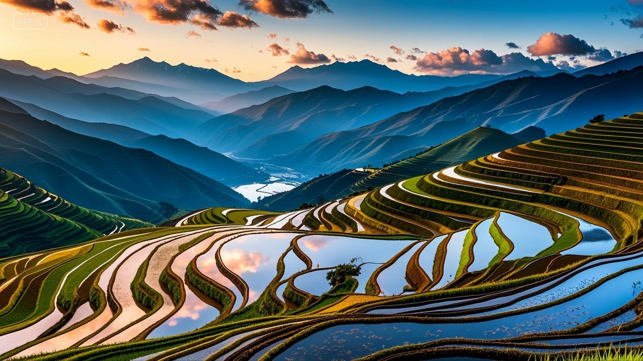 云南梯田乡村农业发展风景壁纸