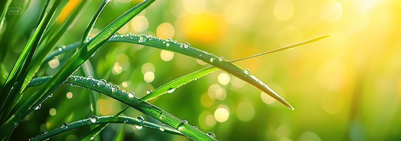 寒露背景草地上布满了晶莹剔透的露珠二十四节气