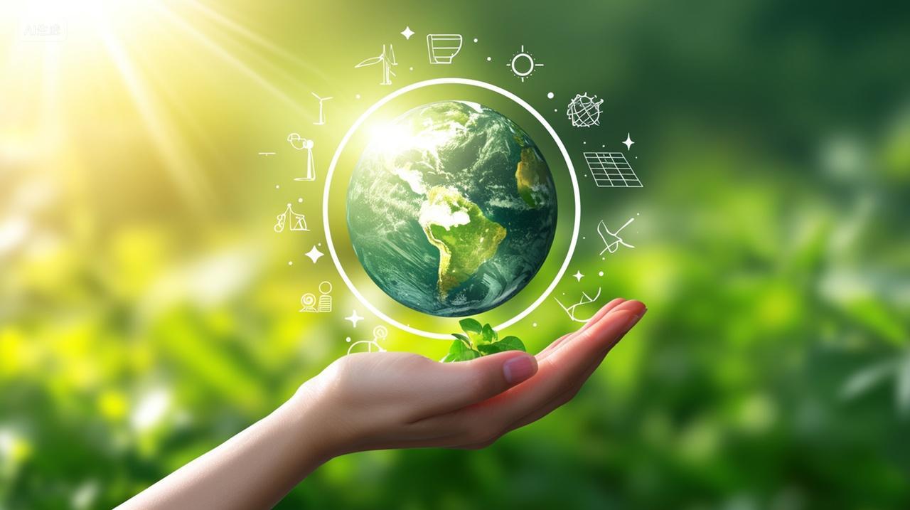 合成背景手托地球模型科技农业发展农业宣传保护环境